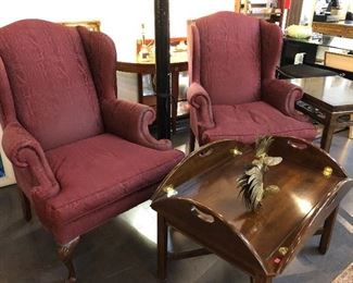 Butlers table and Henredon wing back chairs