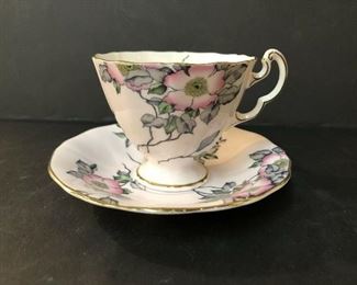 Adderley Tea Cup Saucer Set Vintage  H717  Pink Cup With Pink flowers