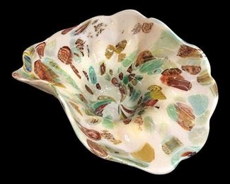 Vintage Art Glass Decorative Bowl 14.5ʺW × 10.5ʺD × 6.75ʺH
