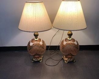 Frederick Cooper Bulbous lamps with brass 
