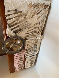 six sets of silverware, vintage dating back to late 1800's early 1900's 