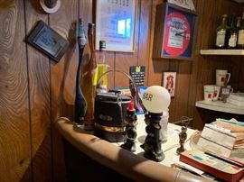 vintage bar items and vintage bar bell light ( working)