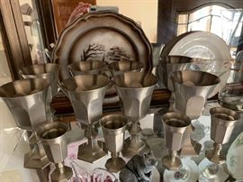 Vintage pewter cups