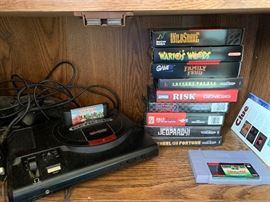 Vintage gaming stationed and games