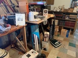 collection f vintage items and books