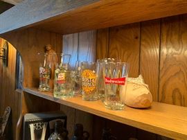 beer glasses and display cabinet 