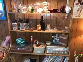 Vintage radio receiver and record player 