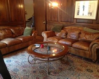 Ethan Allen leather couches