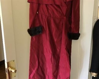 Evening dress with mink cuffs