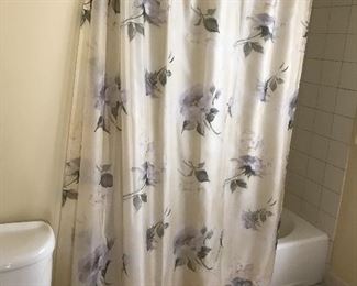 Floral shower curtain with matching towels