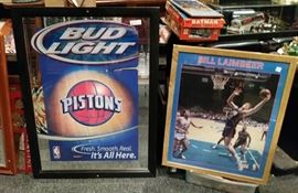Detroit Pistons Bud light Mirror....Bill Laimbeer Picture...We have other Detroit Pistons items 