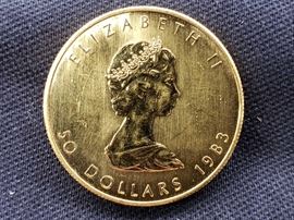#5: 1983 $50 Maple Leaf 1oz. Fine Gold Coin
1983 $50 Maple Leaf 1oz. Fine Gold Coin
