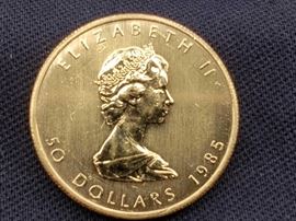 #7: 1985 $50 Maple Leaf 1oz. Fine Gold Coin
1985 $50 Maple Leaf 1oz. Fine Gold Coin