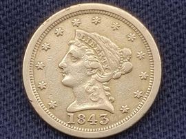 #17: 1843 $2 1/2 Liberty Head .900 Gold Coin, 4g
1843 $2 1/2 Liberty Head .900 Gold Coin, 4g