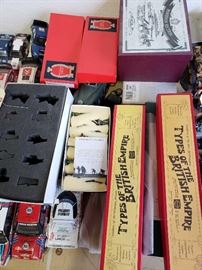 # 201 Toy Soldiers in 12 Boxes, Types of the British Empire, Fortnite Figures, Alymer, and More 12 boxes, various styles and figures. Model cars NOT included