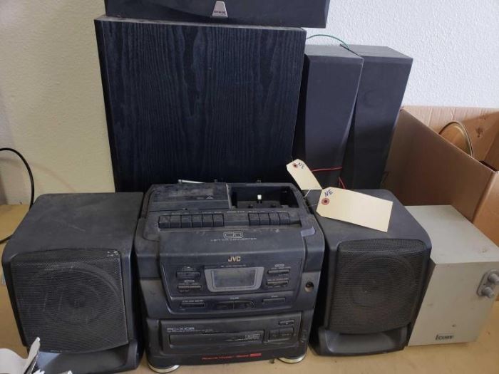 306 JVC Boom Box, Onkyo and Coby Speakers JVC Boom Box, Onkyo and Coby Speakers