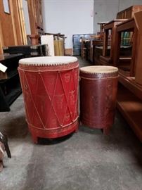 #701: 2 Asian Drums with Leather Top
Approximately 24" tall and 17" round