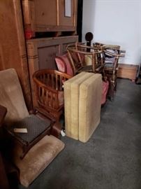 # 705 9 Pieces of Vintage Furniture Vintage furniture including Chairs and footstools