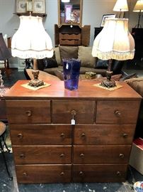 Mid Century Modern, 9-Drawer, Solid Wooden Chest