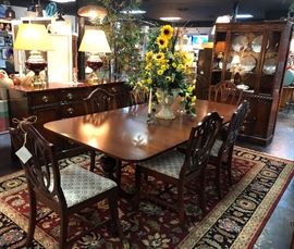 c.1960's, BERNHARDT FURNITURE CO., 9-Piece Mahogany Table, 6 Chairs, Buffet and China Cabinet 