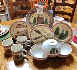 34 Pieces of HAUSENWARE by Libby Wilkey, "Northwoods" Pattern