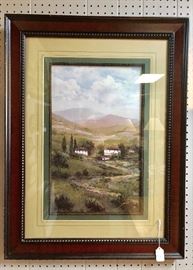 Pair of Tuscan looking large prints, beautifully matted & framed 