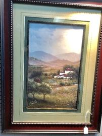 Pair of Tuscan looking large prints, beautifully matted & framed 