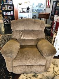 Large tan upholstered recliner
