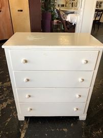 "Dyer & Brickell, Chattanooga, TN" 4-Drawer White Vintage Chest