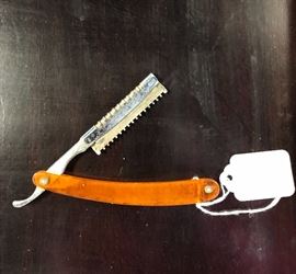 "E.W. ECK & CO., BKLYN, NY, USA" Vintage Translucent Celluloid Handle Straight Razor