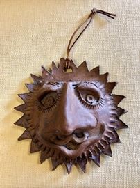 "JACK MIDDOUR" Signed Raku Pottery, Hanging Art Face with slot in top for mail 