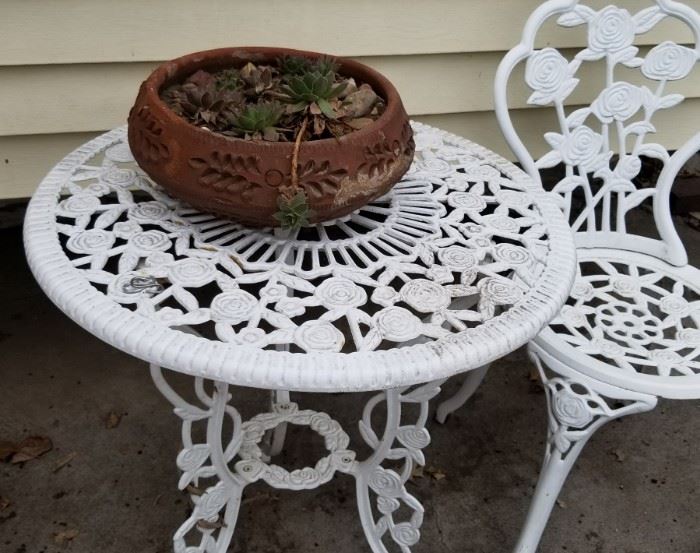 Patio rod iron ice cream table and 2 chairs