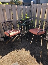 A PAIR OF LANAI CHAIRS & TABLE 