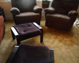 Mid Century Bench's. 2 Micro Fiber Over Stuffed Recliners from Carsons 