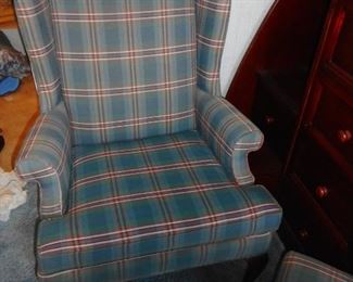 Vintage Wing Back Chair Conover North Carolina with Ottoman (2 chairs