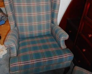 Vintage Wing Back Chair Conover North Carolina  with Ottoman (2 chairs