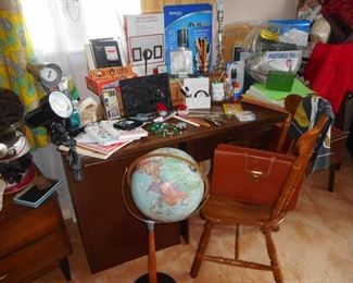 Desk Office Items, Vintage World Globe on Stand