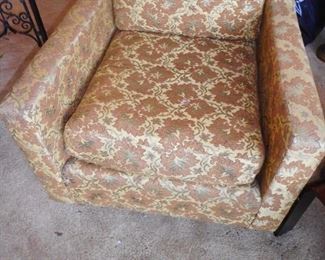 Mid Century Brocade Slipper Chair