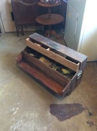 Roll around wooden tool box. ( Sold)