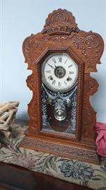 one of two antiques kitchen clocks - has key