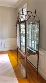 Vintage apothecary style display cabinet with glass shelving