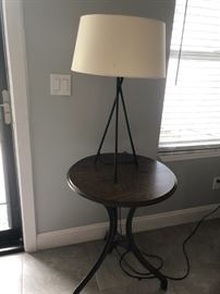 Heavy Table with Steel Legs and lamp (2) matching lamps available on premises