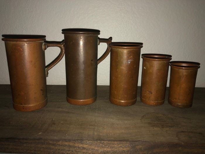 Antique Jenzo Copper Measuring Cups