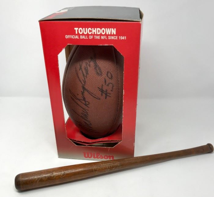 Mike Singletary Signed Football and Pafko bat https://ctbids.com/#!/description/share/121259