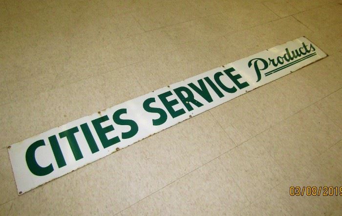 6-foot Porcelain Cities Service products sign