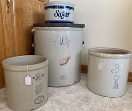 Antique Crocks and Sugar Crock