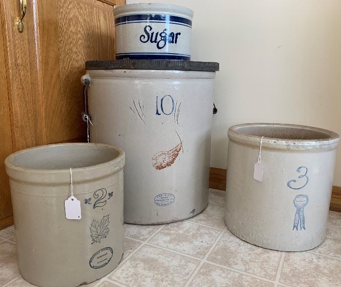 Antique Crocks and Sugar Crock