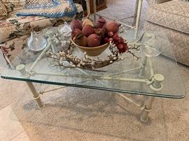 Ethan Allen Metal Framed Glass Topped Coffee Table
