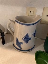 White Hall Pottery Stoneware Pitcher with Blue Birds