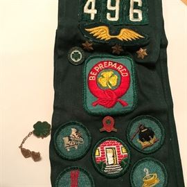 Vintage Girl Scout Sash with Badges